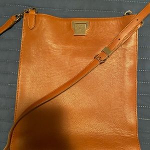 The Row tan leather crossbody bag